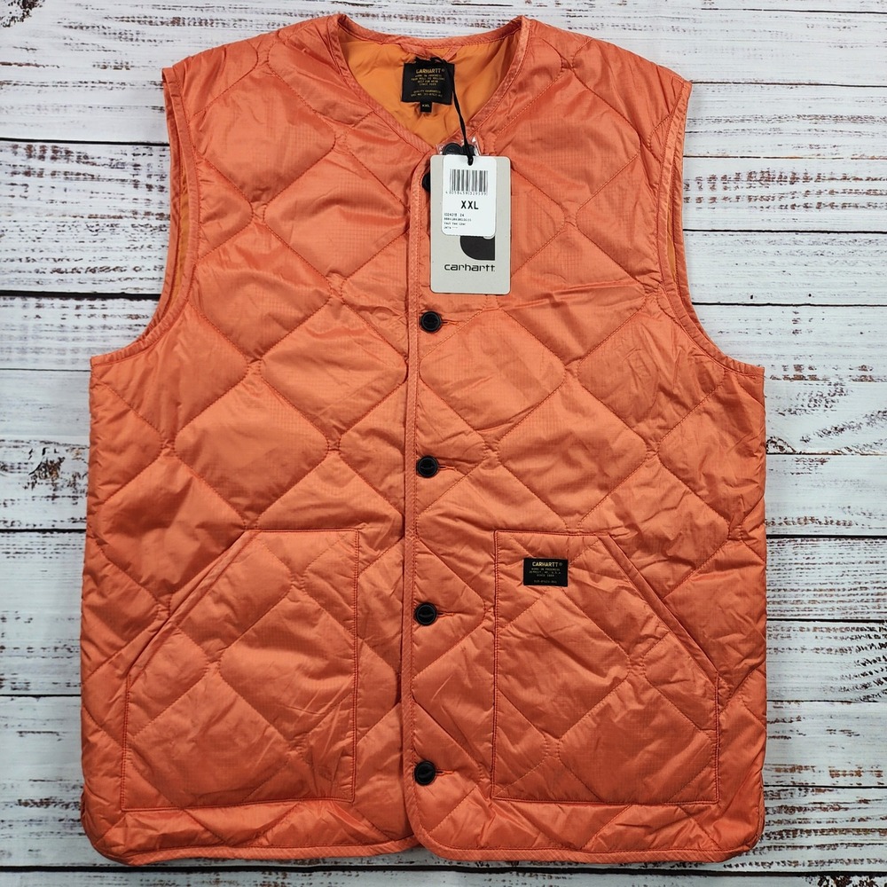Carhartt WIP Vault Vest Liner Men's XXL Jaffa Orange Quilted Nylon NWT